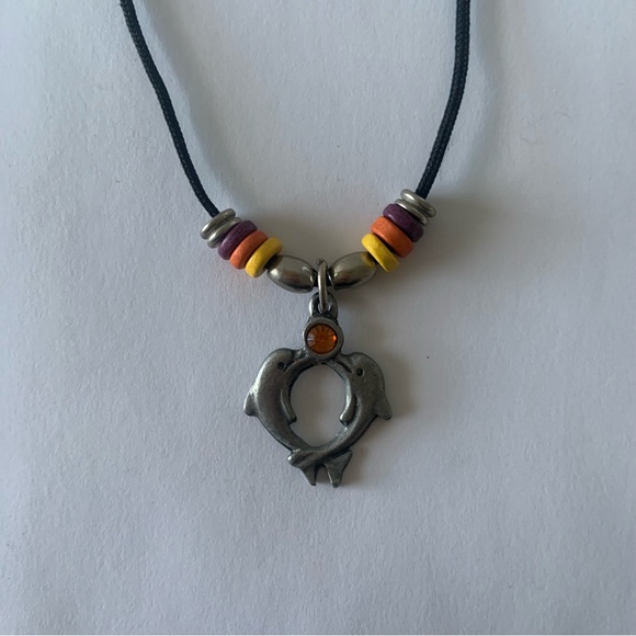 Orange Topaz Dolphins Pendant - Picture 1 of 2